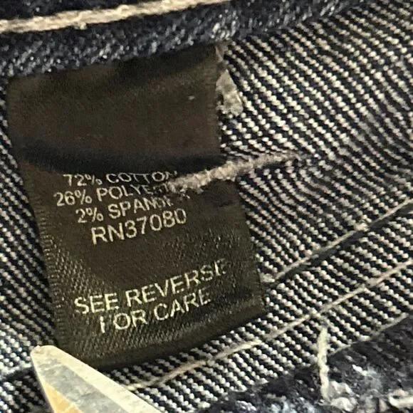 Cato Capri Blue Jean Cuffed Cropped Embellished Stretch Flap Pockets - Size 12 - Picture 12 of 13